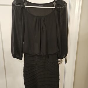 B Darlin Black Sheer Sleeve Dress